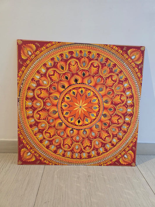 30 Inch Orange Dot Mandala