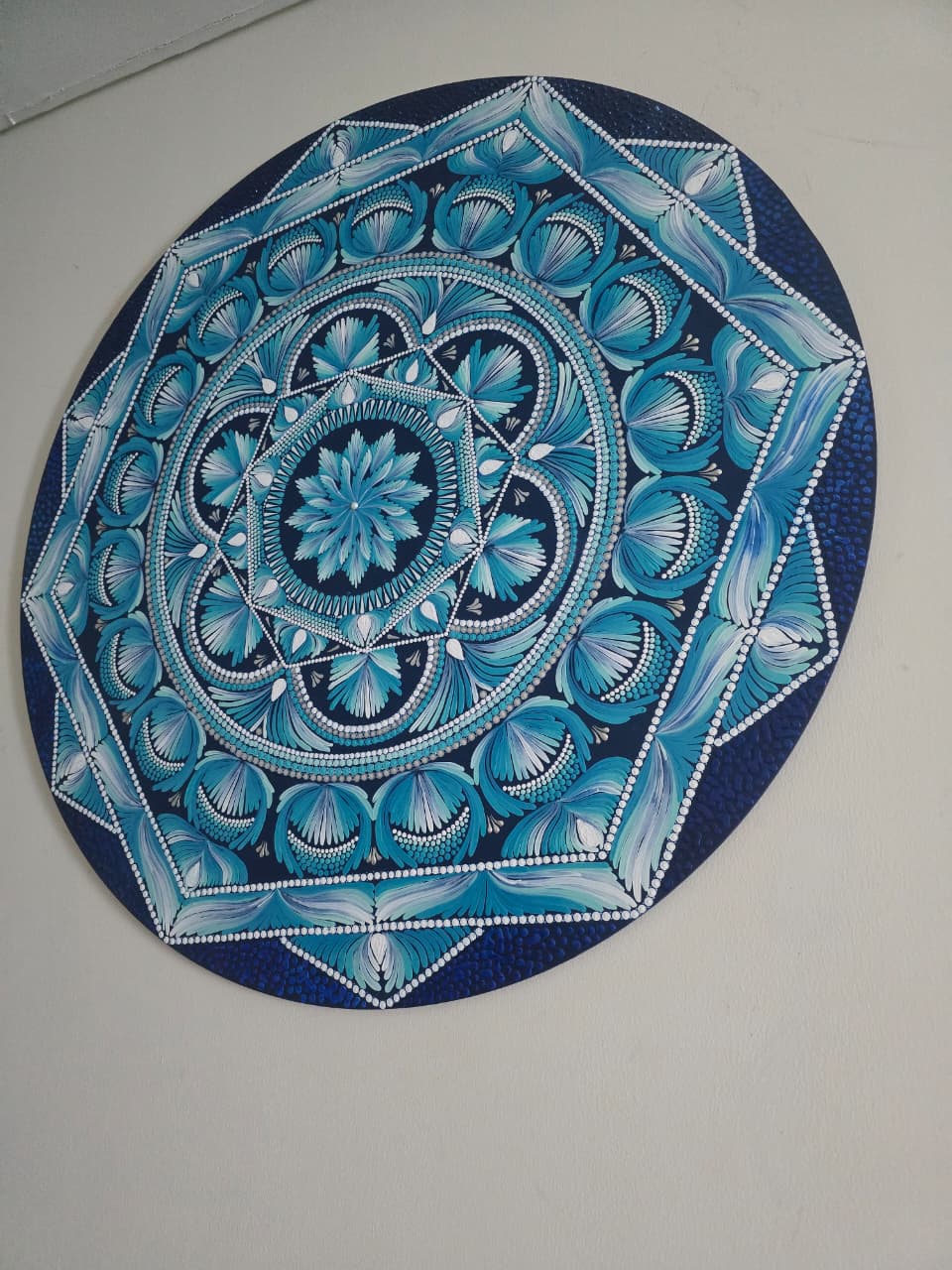 36 Inch Round Ocean Waves Dot Mandala