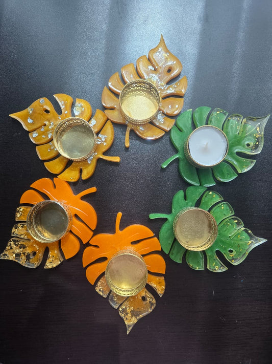 Resin Leaf Shaped Tealight Holders
