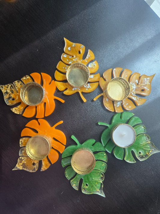 Resin Leaf Shaped Tealight Holders