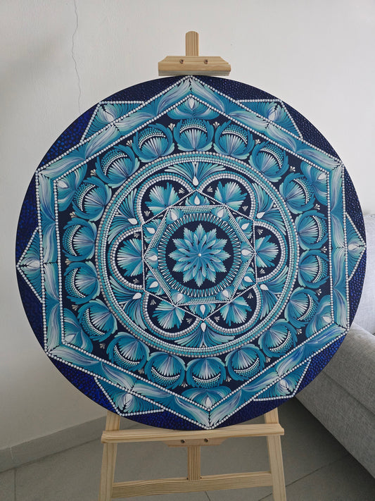 36 Inch Round Ocean Waves Dot Mandala