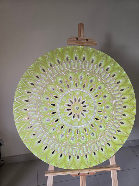 30 Inch Round Mint Dot Mandala