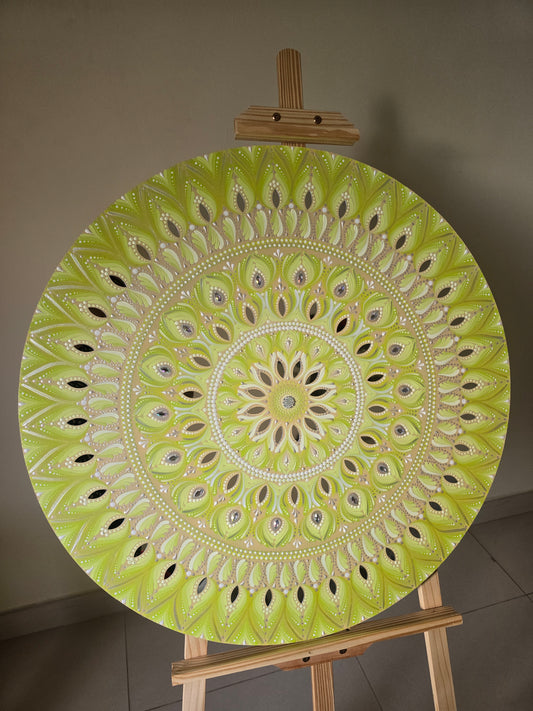 30 Inch Round Mint Dot Mandala
