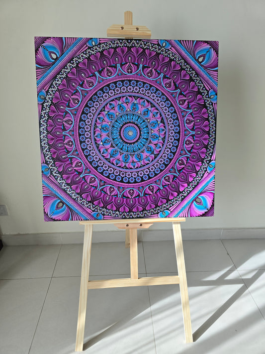 30 Inch Square Purple Dot Mandala