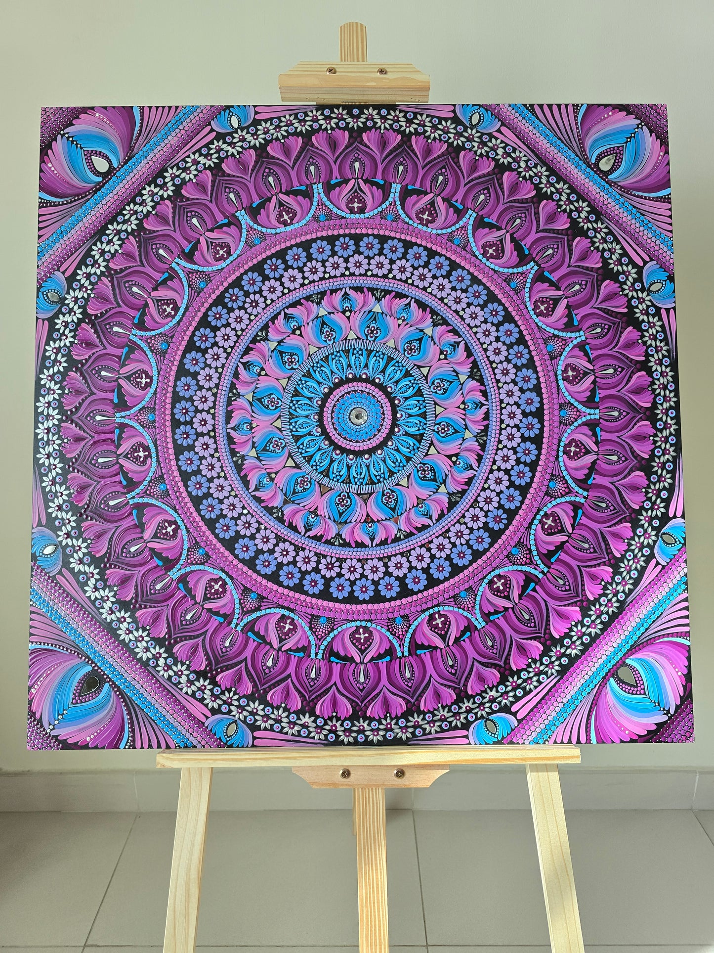 30 Inch Square Purple Dot Mandala