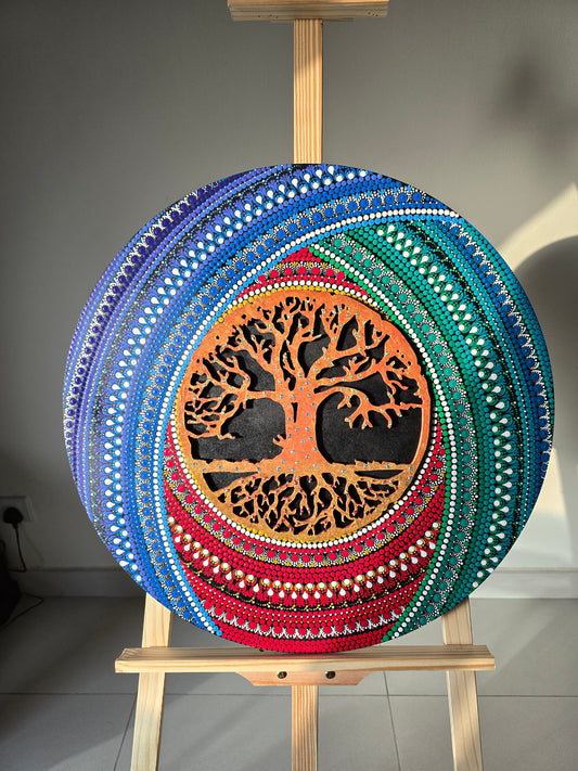 24 Inch Round Tree of Life Dot Mandala