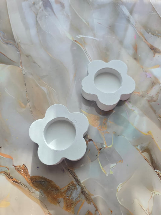 Flower Cement Tealight Holder for Arts & Crafts ( A Pair)